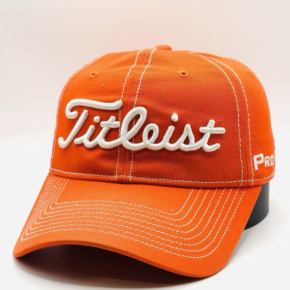 Titleist Footjoy FJ Pro V1 Golf Strapback Hat Baseball Dad Cap Orange Unisex